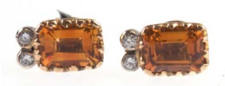 Ohrstecker, 750er GG, Citrine 2,4 ct., Brillanten 0,12 ct., Gew. 3,4 g