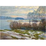 Hermann, Willy (1895 Berlin-1963 ebenda) "Februarmorgen am Stößelsee", Öl/Lw. sign. u.r.,v