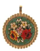 Millefiori-Anhänger, Italien, vergoldet, Durchmesser 3,5 cm