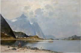 Rohn, Hans (1868 Wien-1955 ebenda) "Berglandschaft mit See", Öl/Lw., sign. u.l., 57x80 cm,Ra