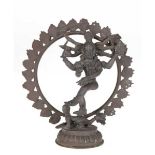 Figur "Shiva Nataraja beim kosmischen Tanz", Bronze, Tibet, dunkel patiniert, H. 23,5 cm