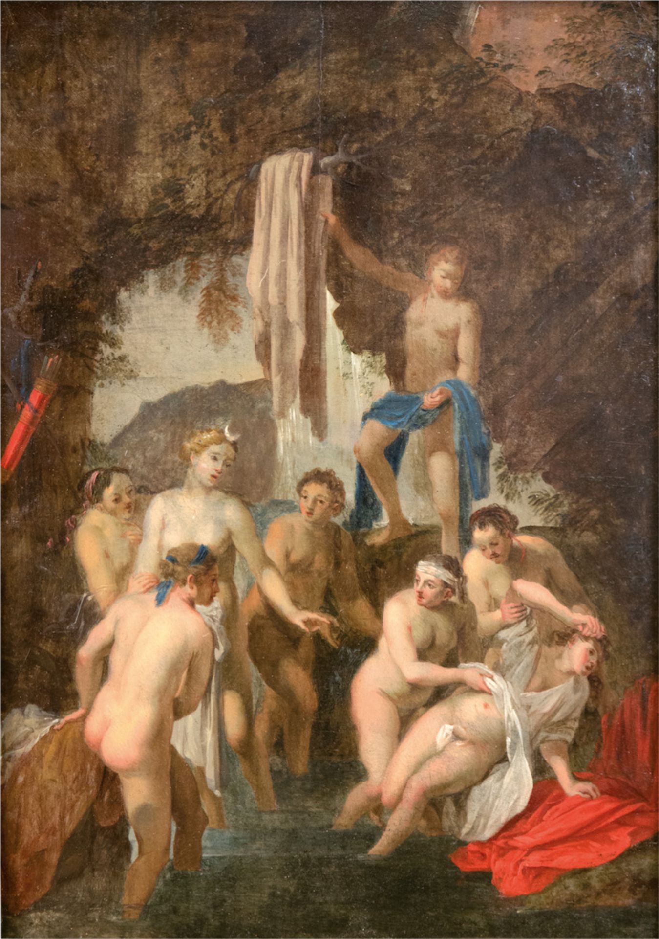 Altmeister des 17. Jh. "Diana entdeckt die Schwangerschaft der Nymphe Callisto", Öl/Holz,un