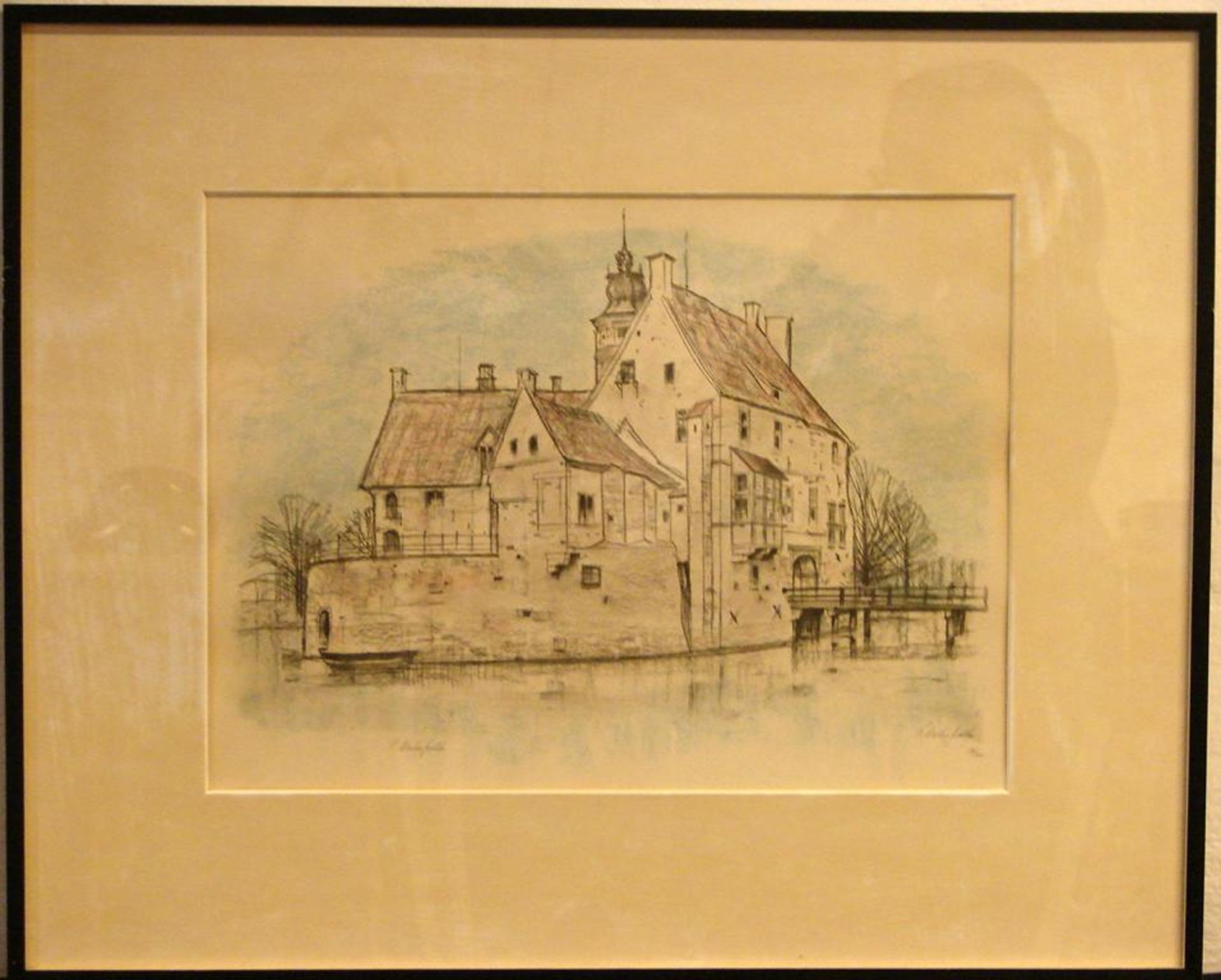"Wasserschloss", Druck, 186/200, u.li.mit Bleistift unles.sig., ca. 51 x 38 cm