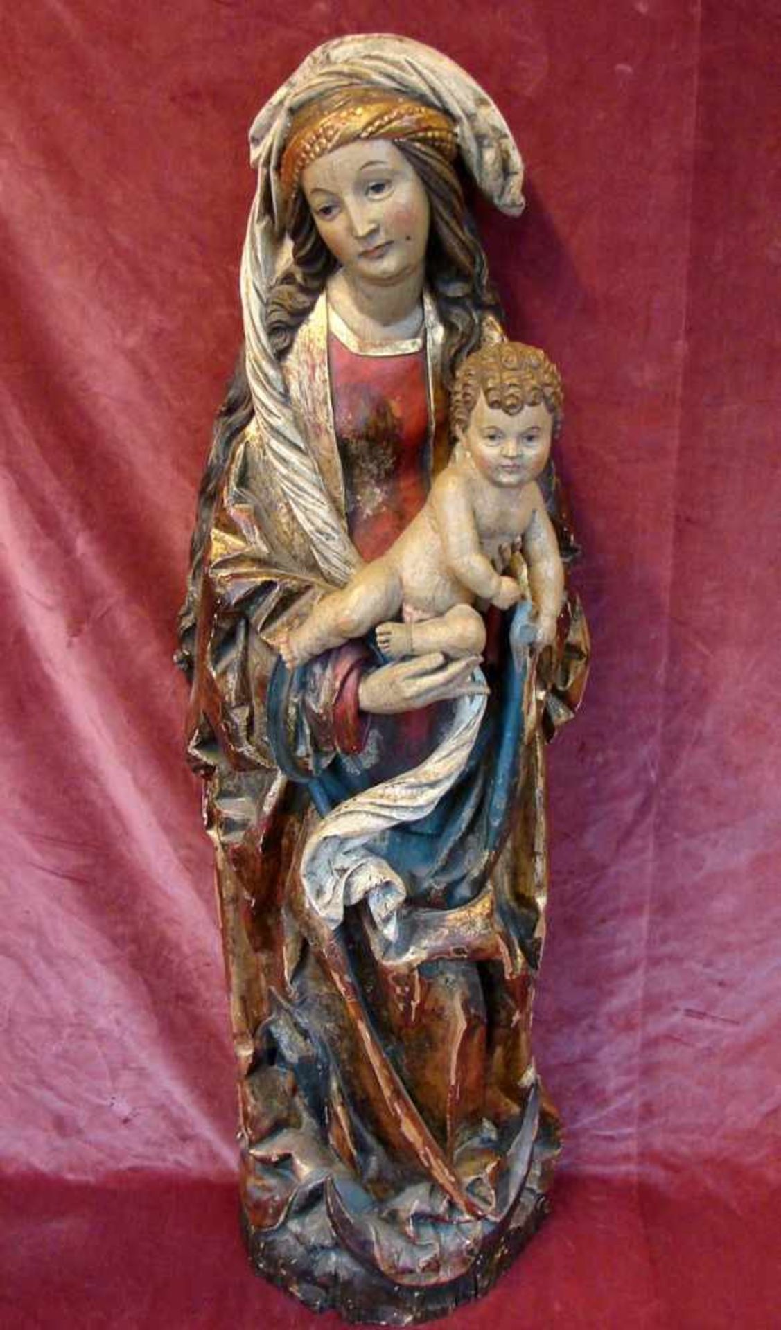 Madonna mit Kind, Holz, farblich gefasst, H. ca. 116 cm