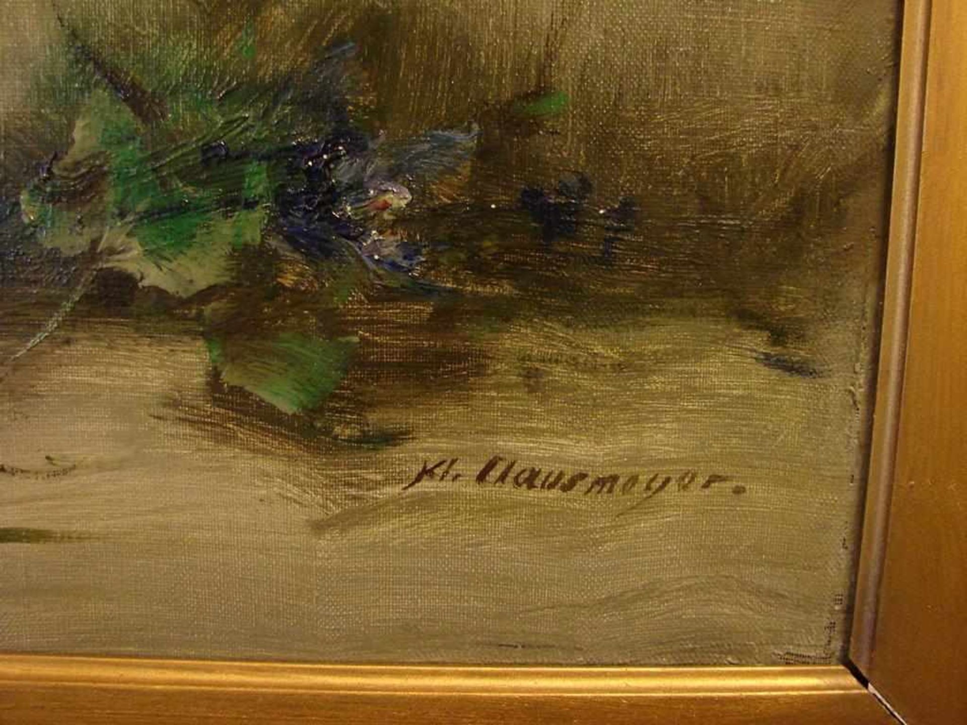 KL. HAUSMEYER, "Blumenstilleben", Öl/L, u.re.sig., ca. 79 x 58 cm< - Image 2 of 2