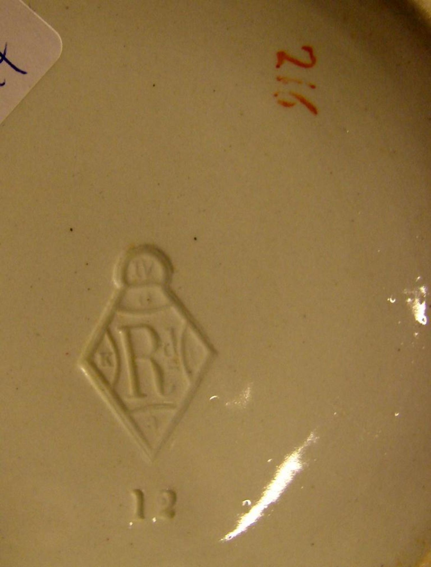 Keramikkrug mit Zinndeckel, T. Booth, Hanley, England, H. ca. 25 cm - Bild 2 aus 2