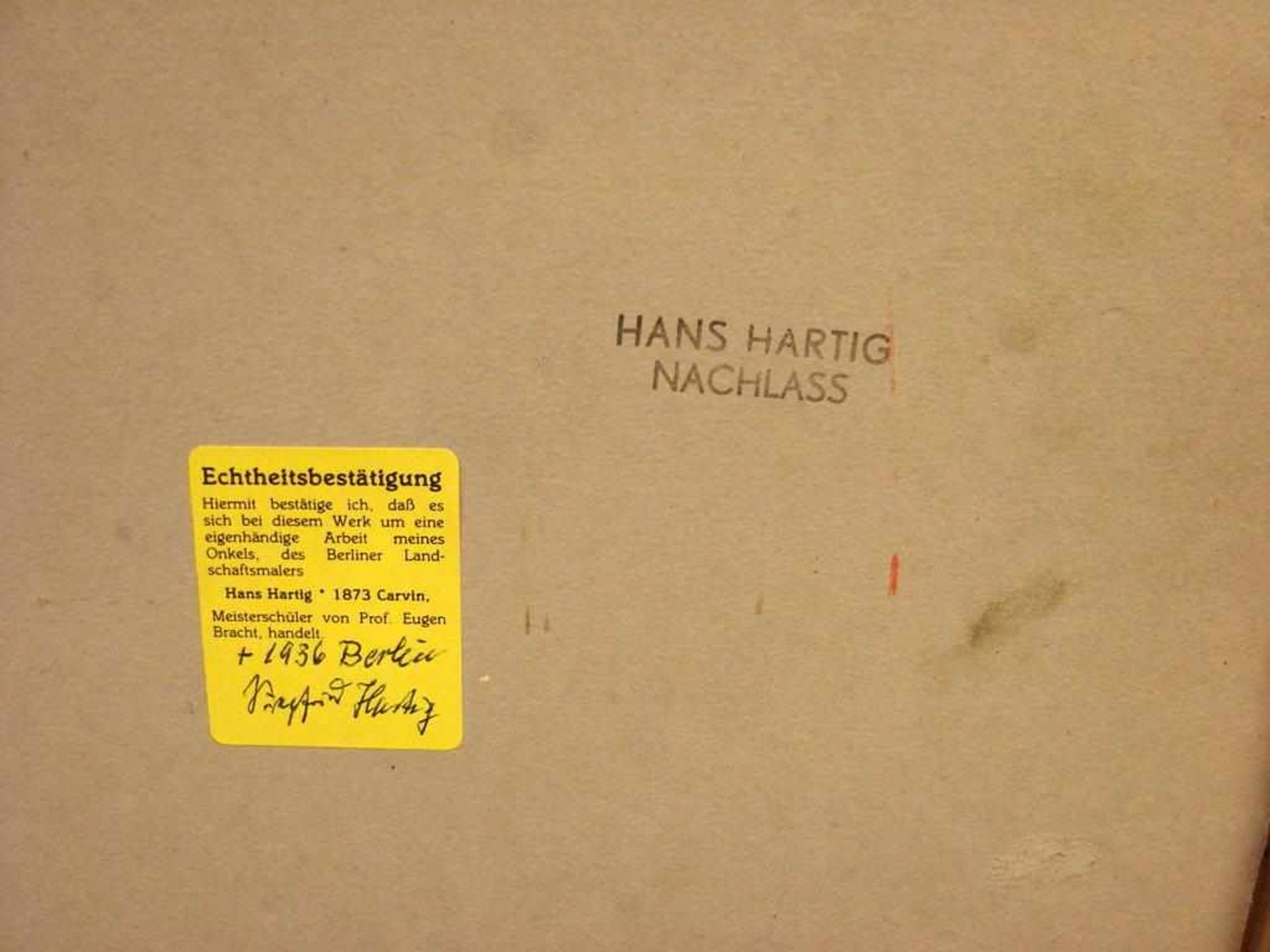 HANS HARTIG (1873-1936), "Hafen", ÖL/Karton, ohne sig.,< - Image 3 of 5