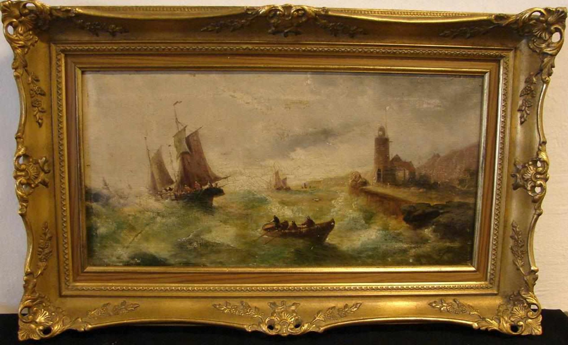 "Boote auf See", Öl/L, u.re. SORELLI ?.sig., ca. 27 x 53 cm<