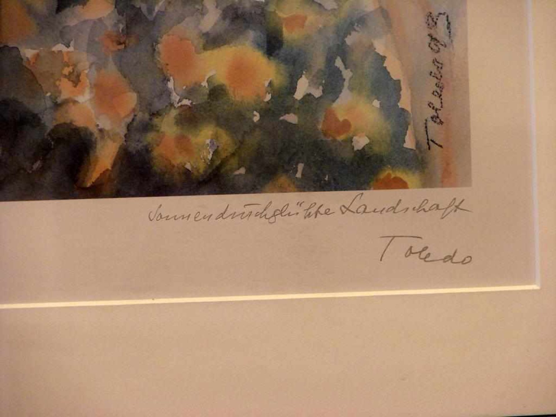 "Sonnendurchglühte Landschaft", Druck, bezeichnet Toledo, ca. 63 x 50 cm< - Image 2 of 2