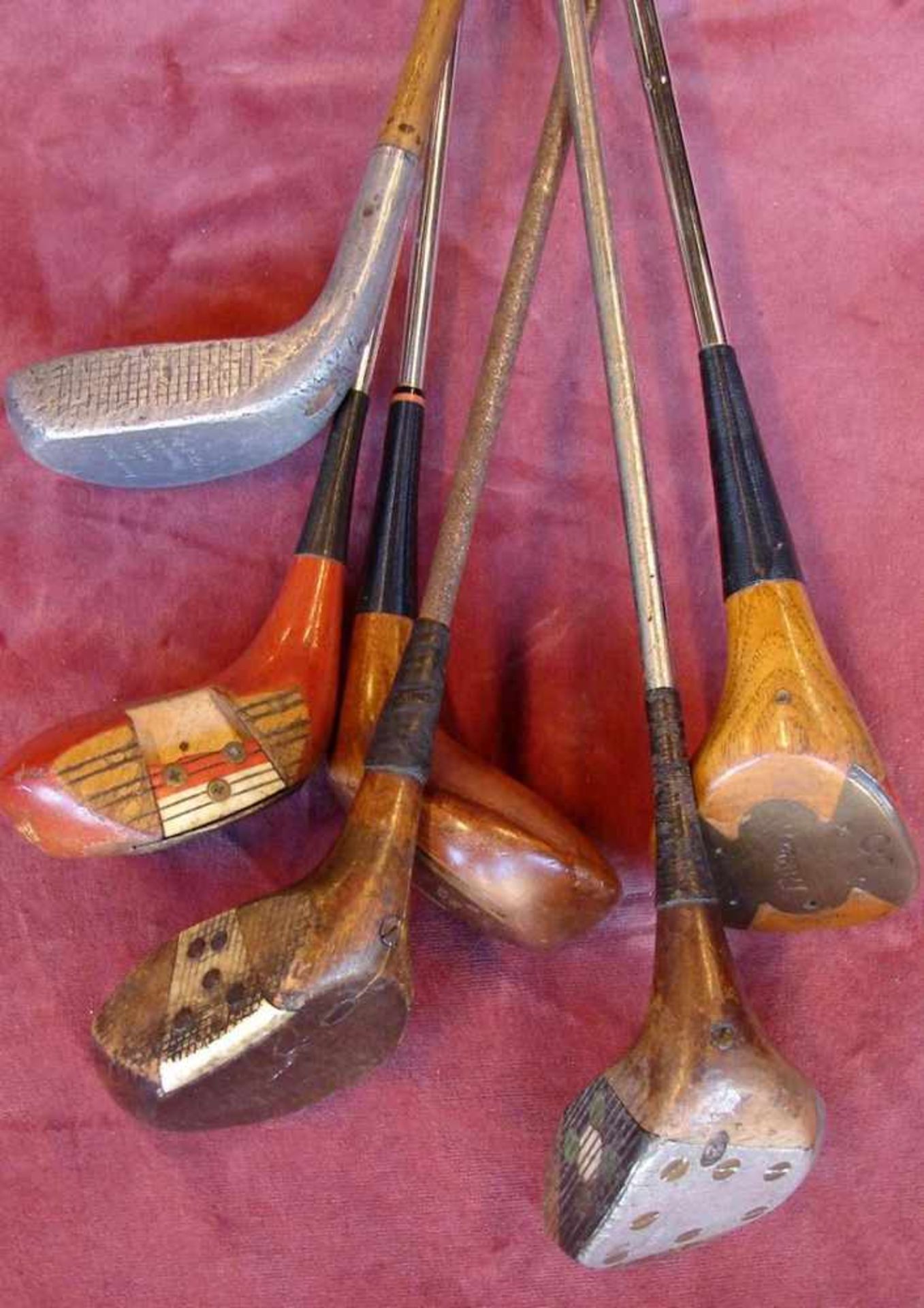 Golfbag aus Stoff/Leder,60er Jahre, Schläger 40/60er Jahre, 6Stk.,< - Bild 2 aus 2