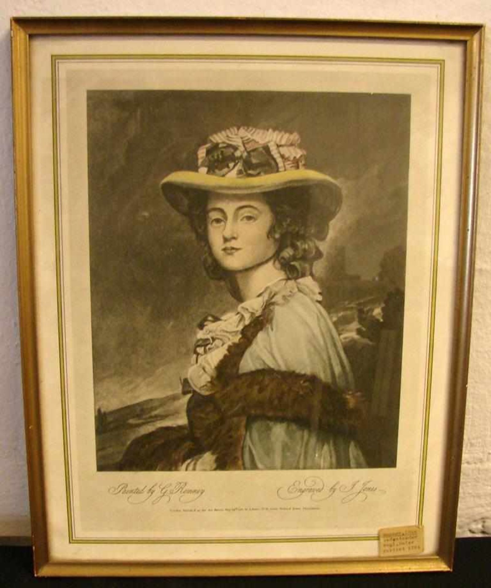 "Portrait einer Dame", Farbstich, von. J. Jones, nach engl. Maler Romney,