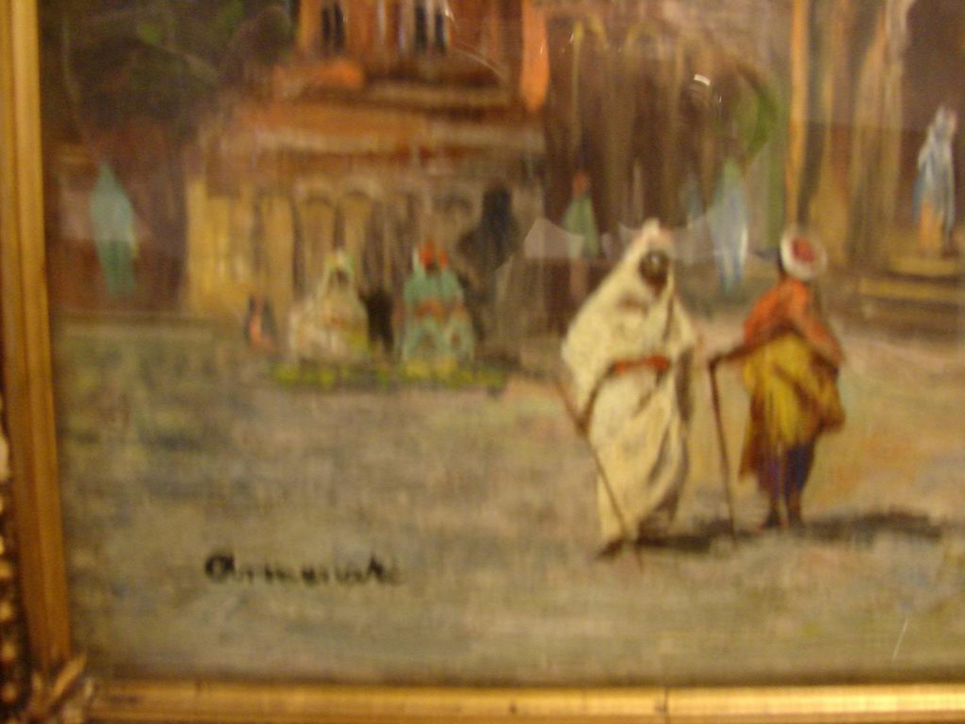 G. ARMENAKI, "Orientalische Marktszene", ÖL/Holzplatte, u.li.sig., verglast, ca. 20x28 cm< - Image 2 of 4