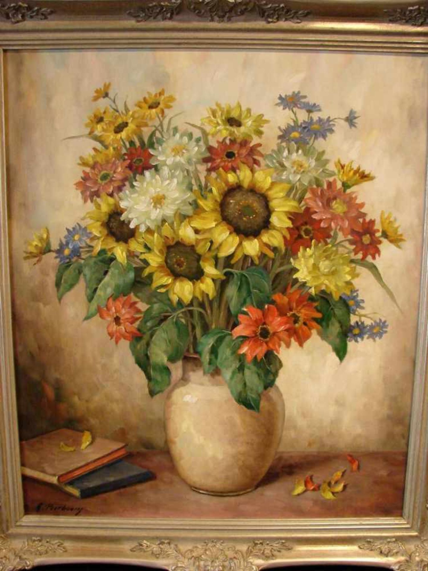 ALFONS PEERBOOM (1877-1959), "Stilleben mit Sonnenblumen", ÖL/L, u.li.sig., ca. 70x60 cm<