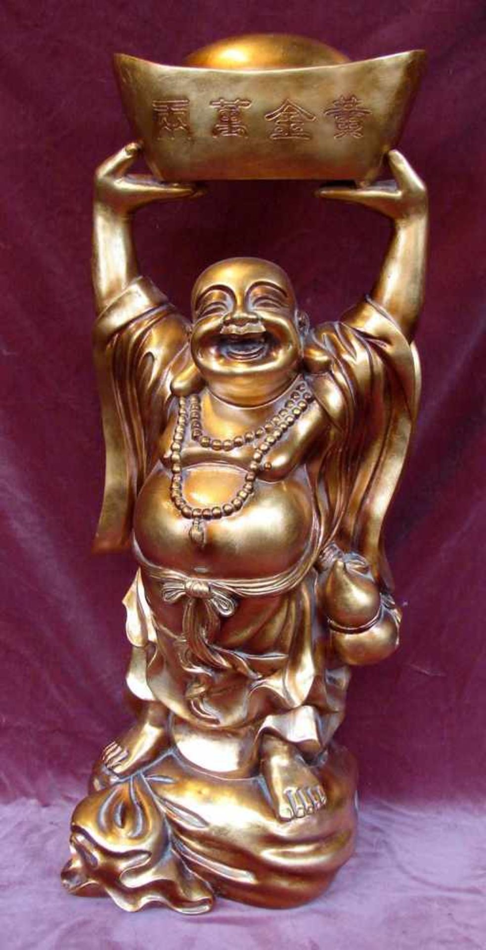 Buddha, Figur, goldfarbend, neuzeitlich, Höhe ca. 92 cm<