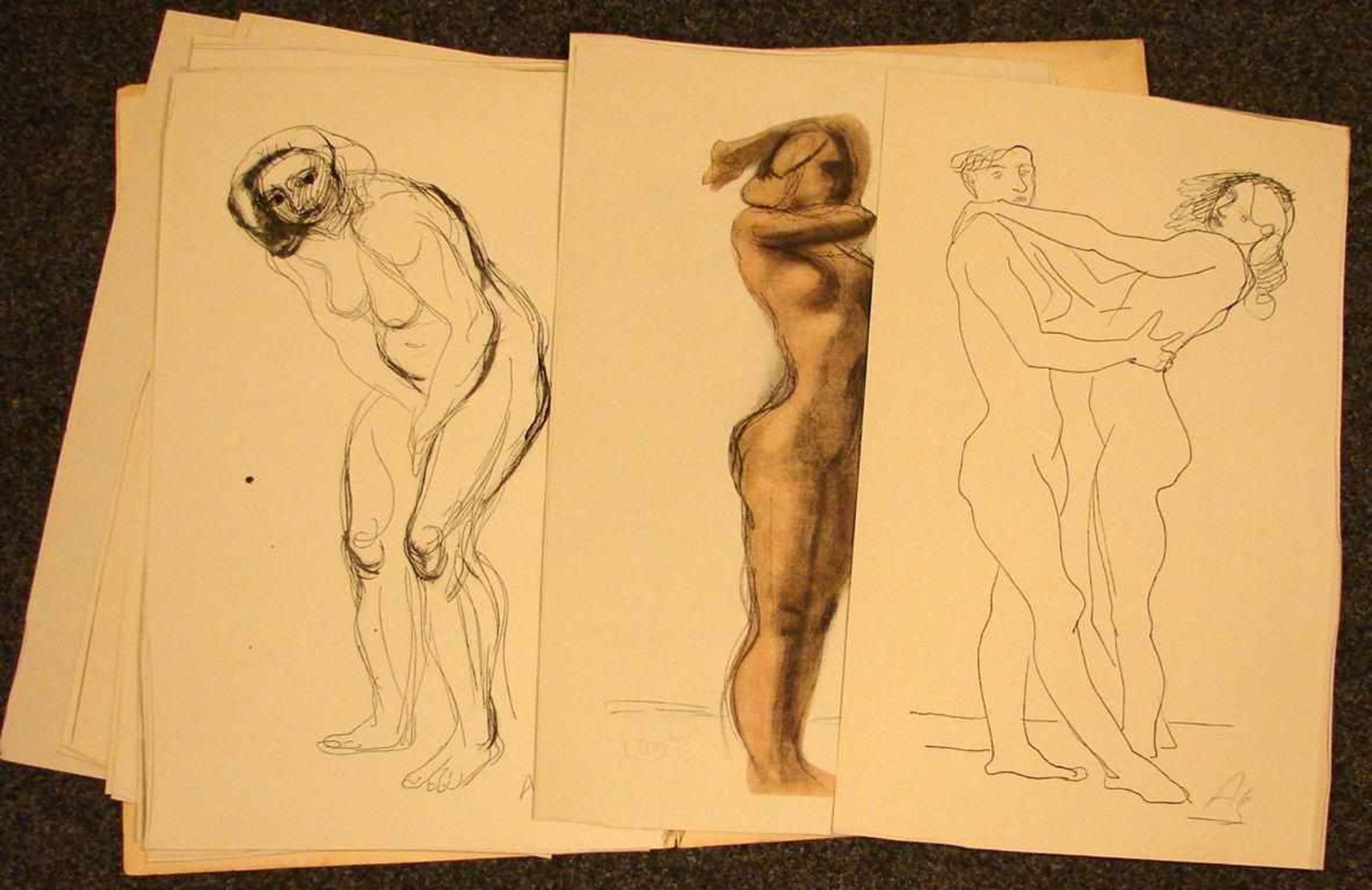 ARNO BREKER, 10 Zeichnungen, "Akte", im Verlag von Eduard Stichnote, Potzdam, - Bild 3 aus 3