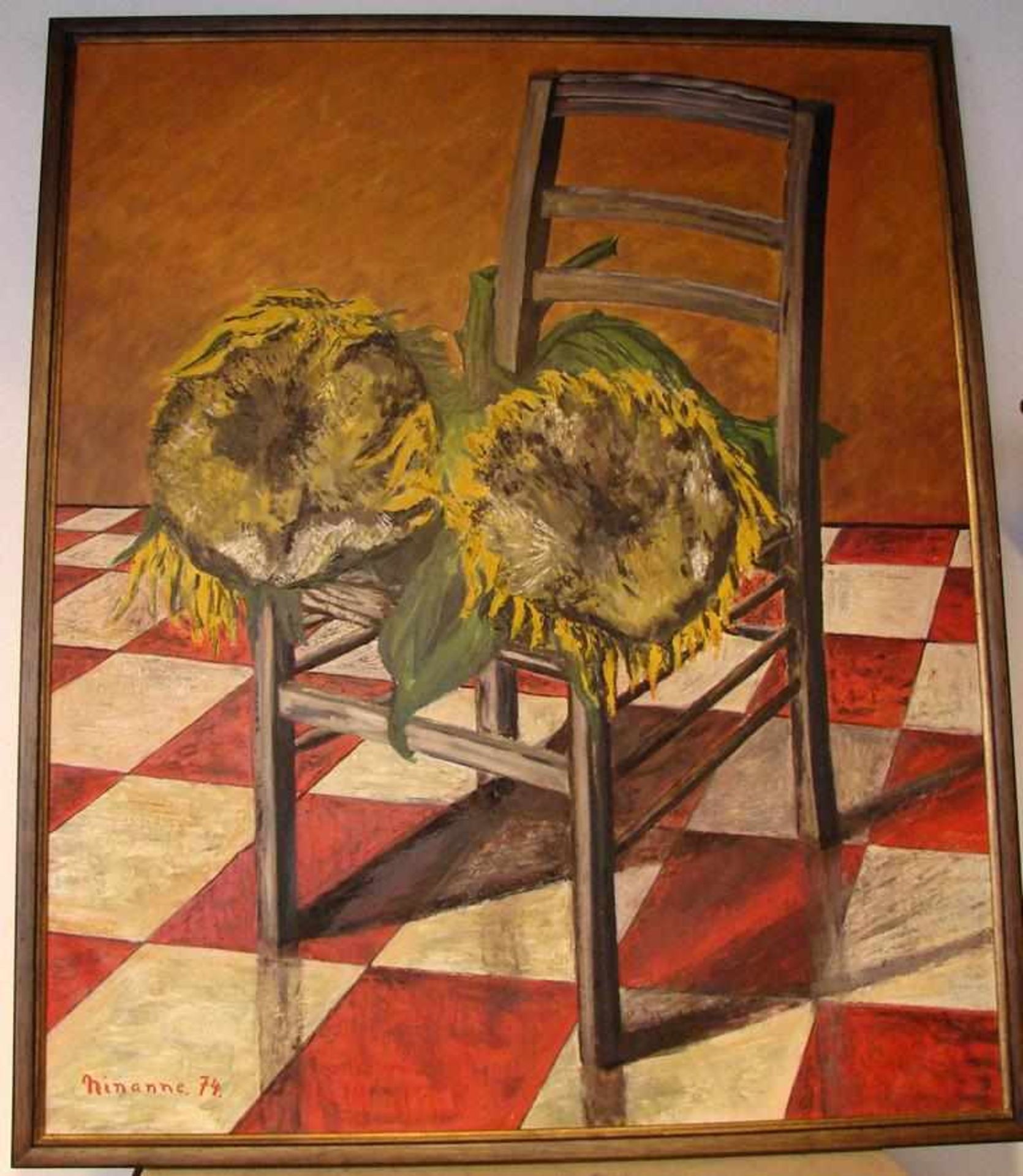 GILBERT NINANNE (1936), "Sonnenblumen", ÖL/L, u.li.sig., dat. 74, ca. 100x130 cm<