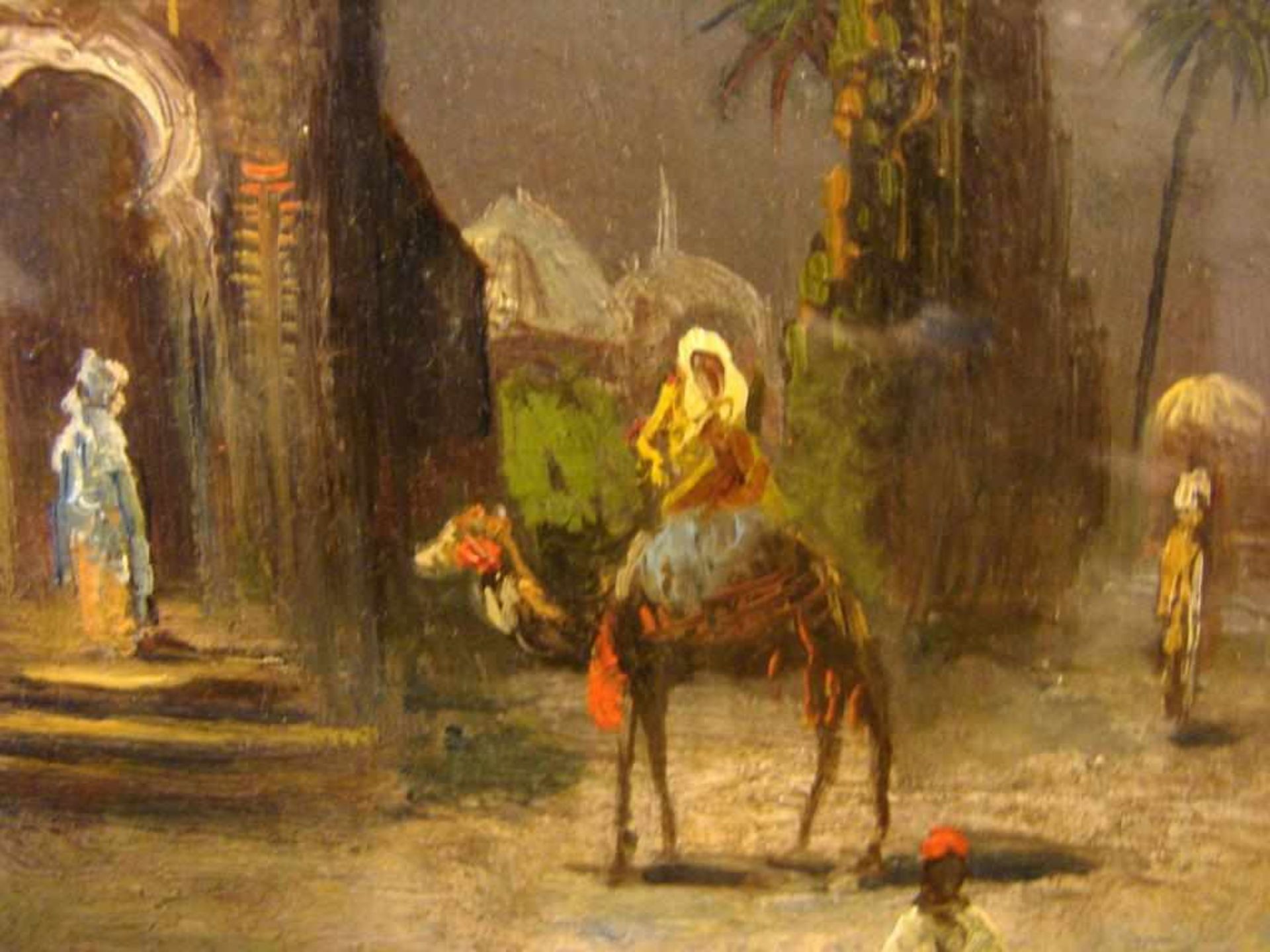 G. ARMENAKI, "Orientalische Marktszene", ÖL/Holzplatte, u.li.sig., verglast, ca. 20x28 cm< - Image 3 of 4