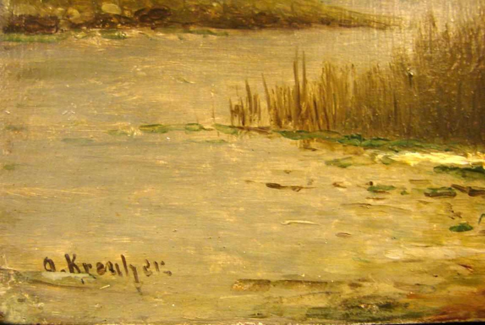 Paar Ölgemälde, ALEXANDER KREUTZER (1860-1917), "Am Flussufer", u.li.sig., ca. 27x20,5 cm<b - Image 2 of 3
