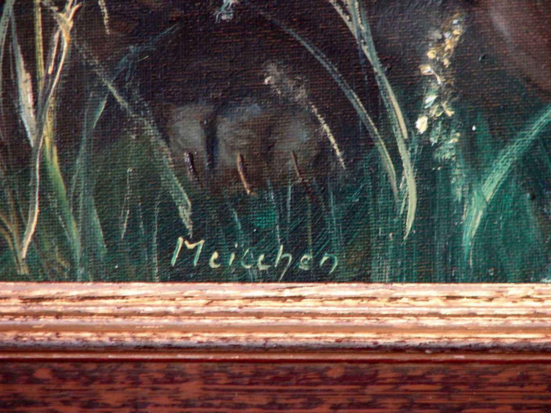 ANNEMARIE MEILCHEN (1918-2003), "Der schwarze u. weisse Kater", Paar Ölgemälde/Leinwand, u.li.s ... - Bild 2 aus 3