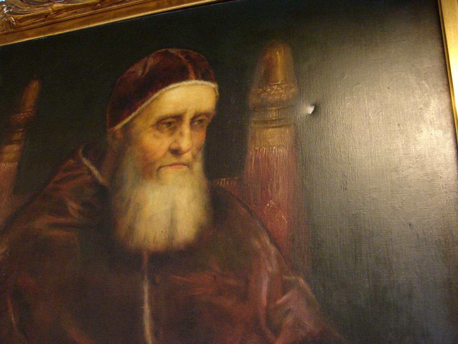 "Portrait eines Geistlichen", Öl/L., ohne Signatur, ca. 81 x 99 cm, o.re. Leinwand leicht beschäd., - Bild 2 aus 4