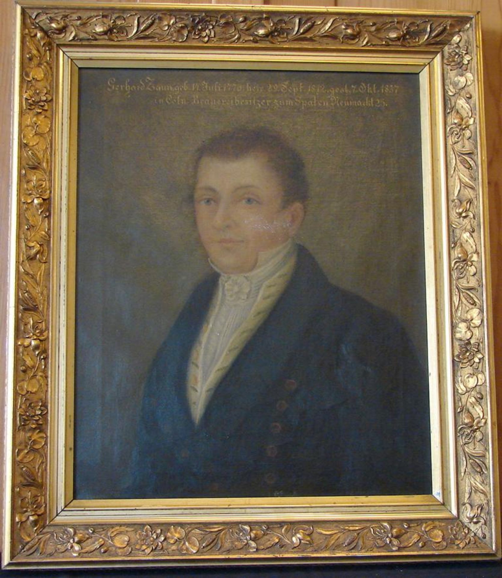 "Portrait", Öl/l., ohne Signatur, oben im Bild bezeichnet: "Gerhard Zaun, geb. 14.Juli 1776,