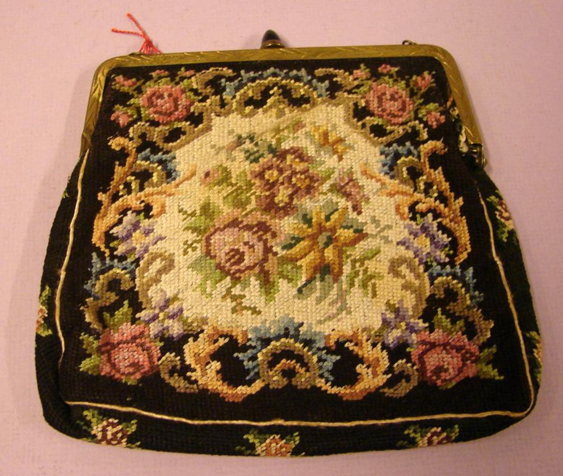 Damenhandtasche, Petit Point, ca. 16 x 15 cm