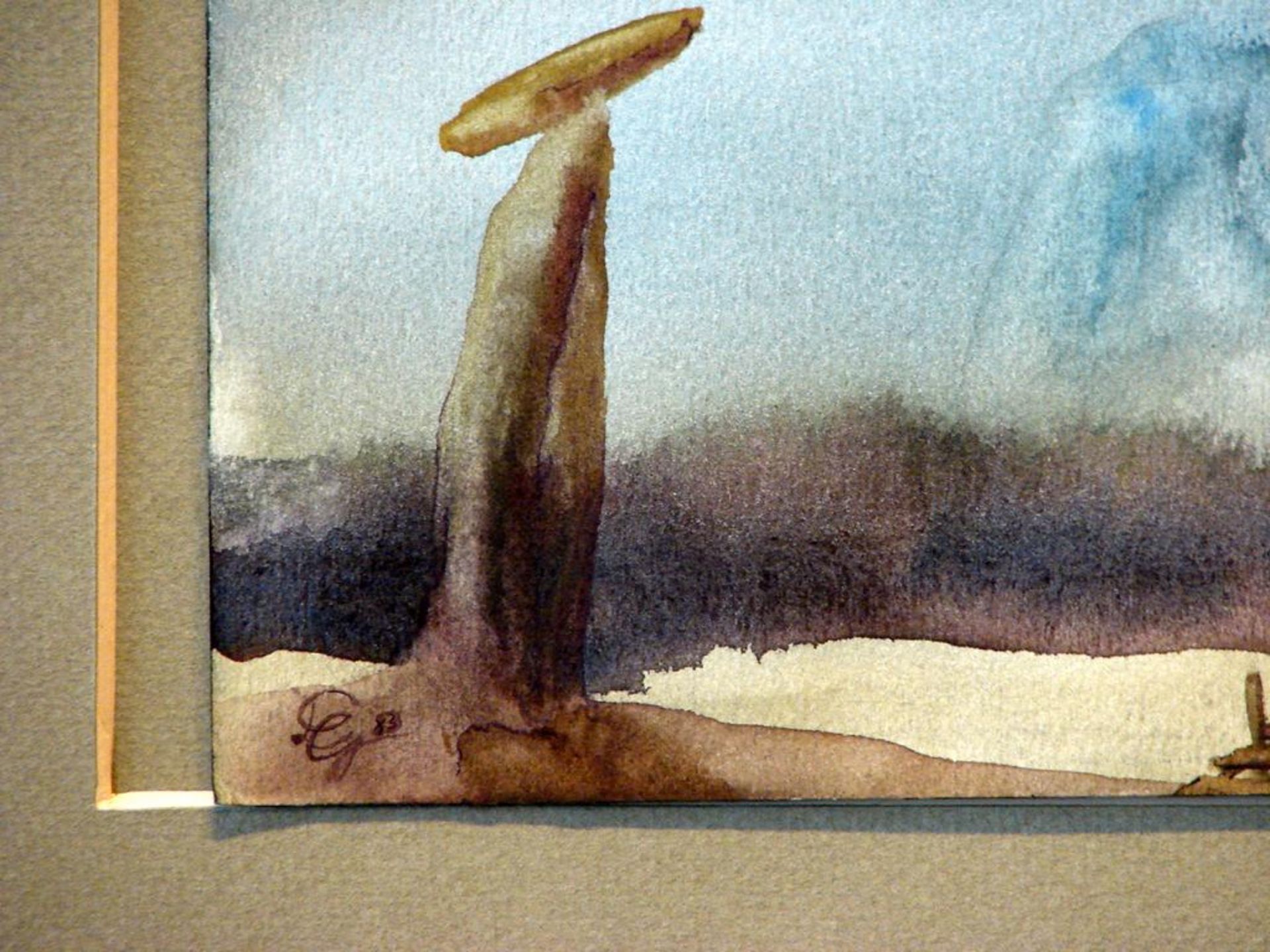 "Strand", ein Blatt mit Passepartout, Aquarell, u.li.unles. sig., dat. '83, - Bild 2 aus 2