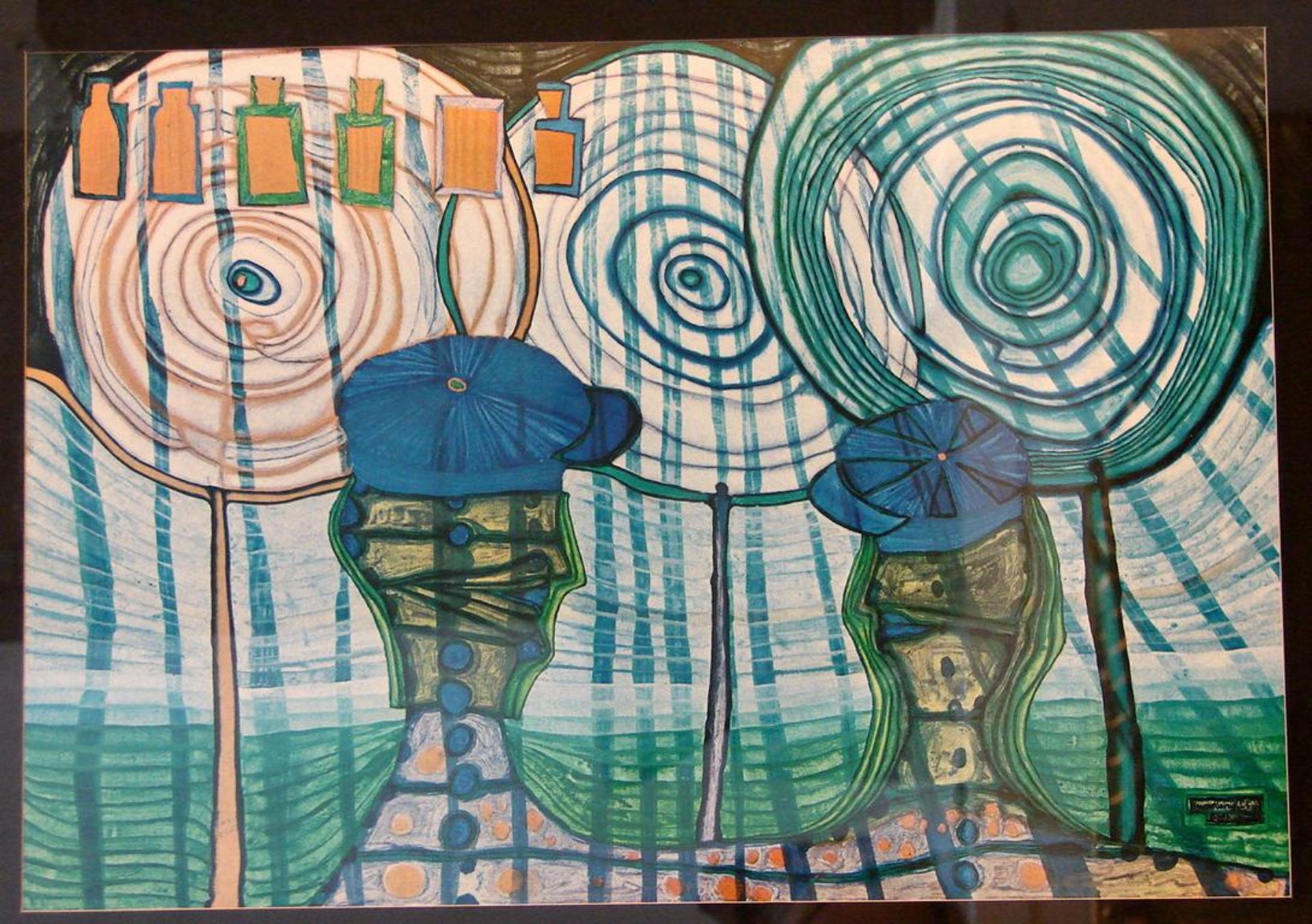 Hundertwasser, farbiger Nachdruck, u.re. Künstlersignatur im Druck, ca. 48x33 cm,