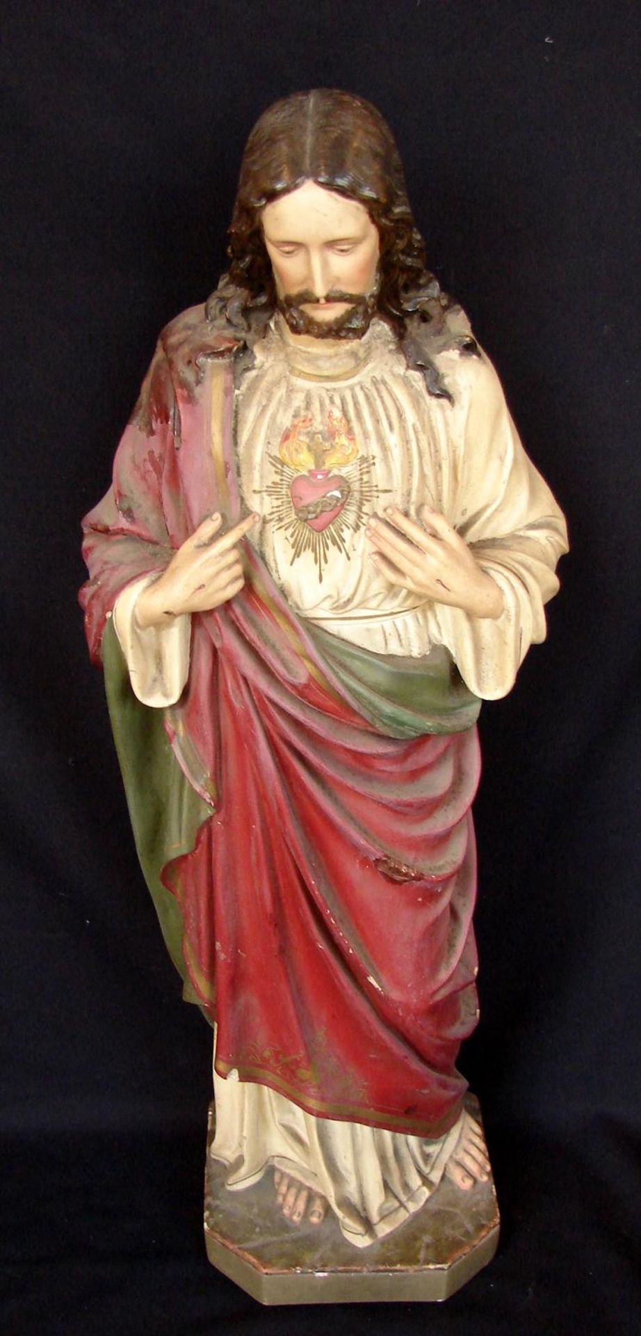 Statue von Jesus, wohl Gips, farblich gefasst, H. ca. 74 cm