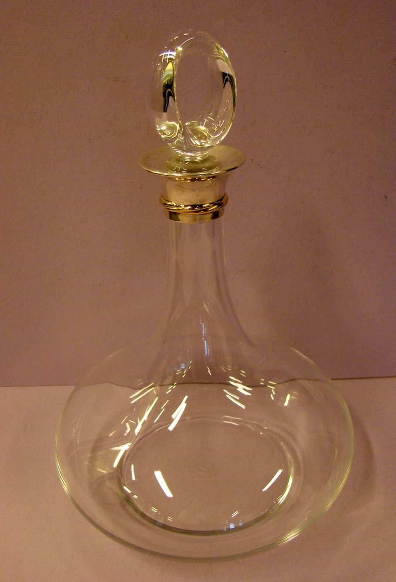 Karaffe, Glas, neuzeitlich, mit Silberhals (925er Silber), Frankreich,