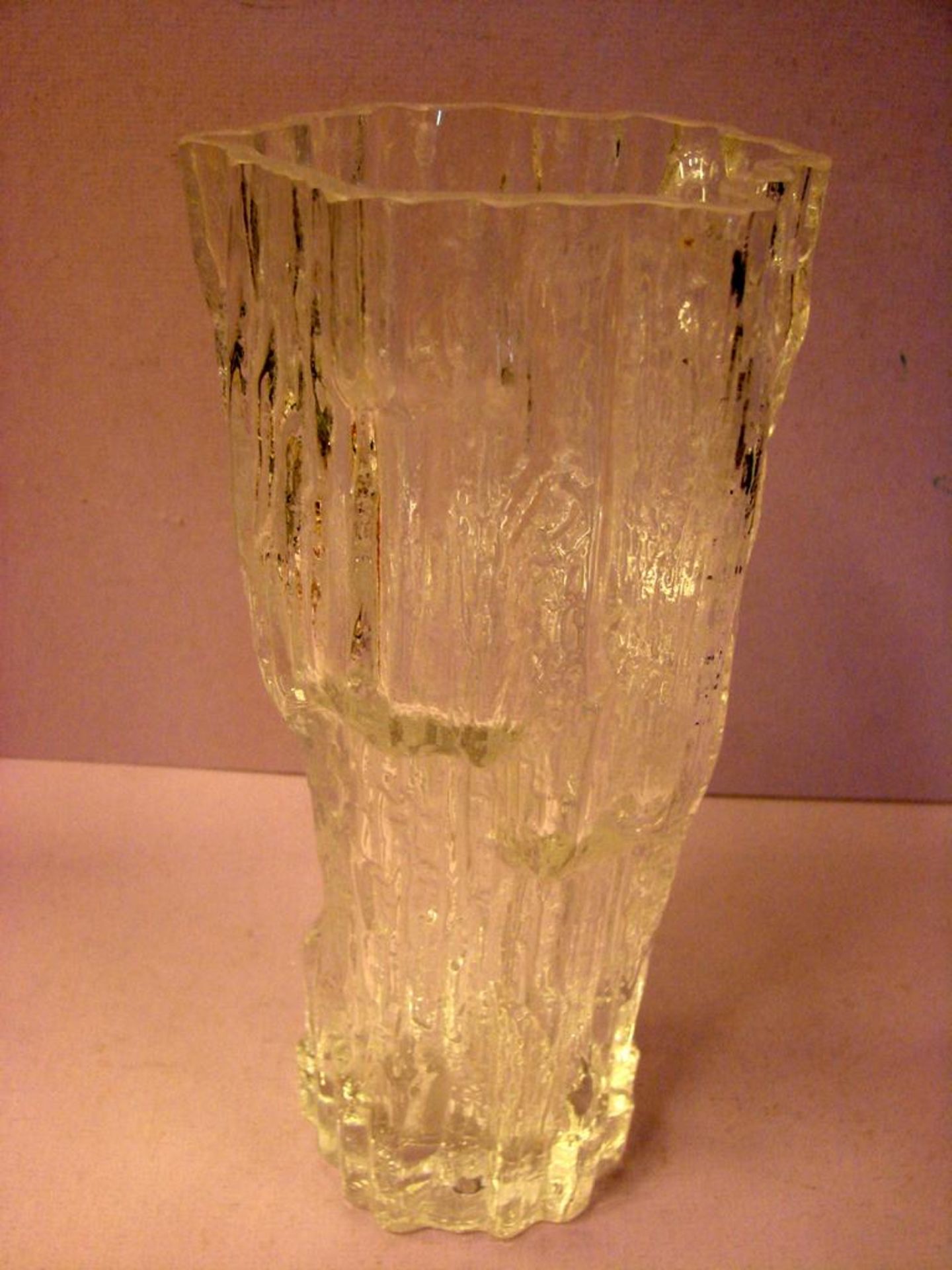 Vase, Glas, dickwandig, 70/80er Jahre, mit Bodensig. Tapio Wirkkala, Finnland,