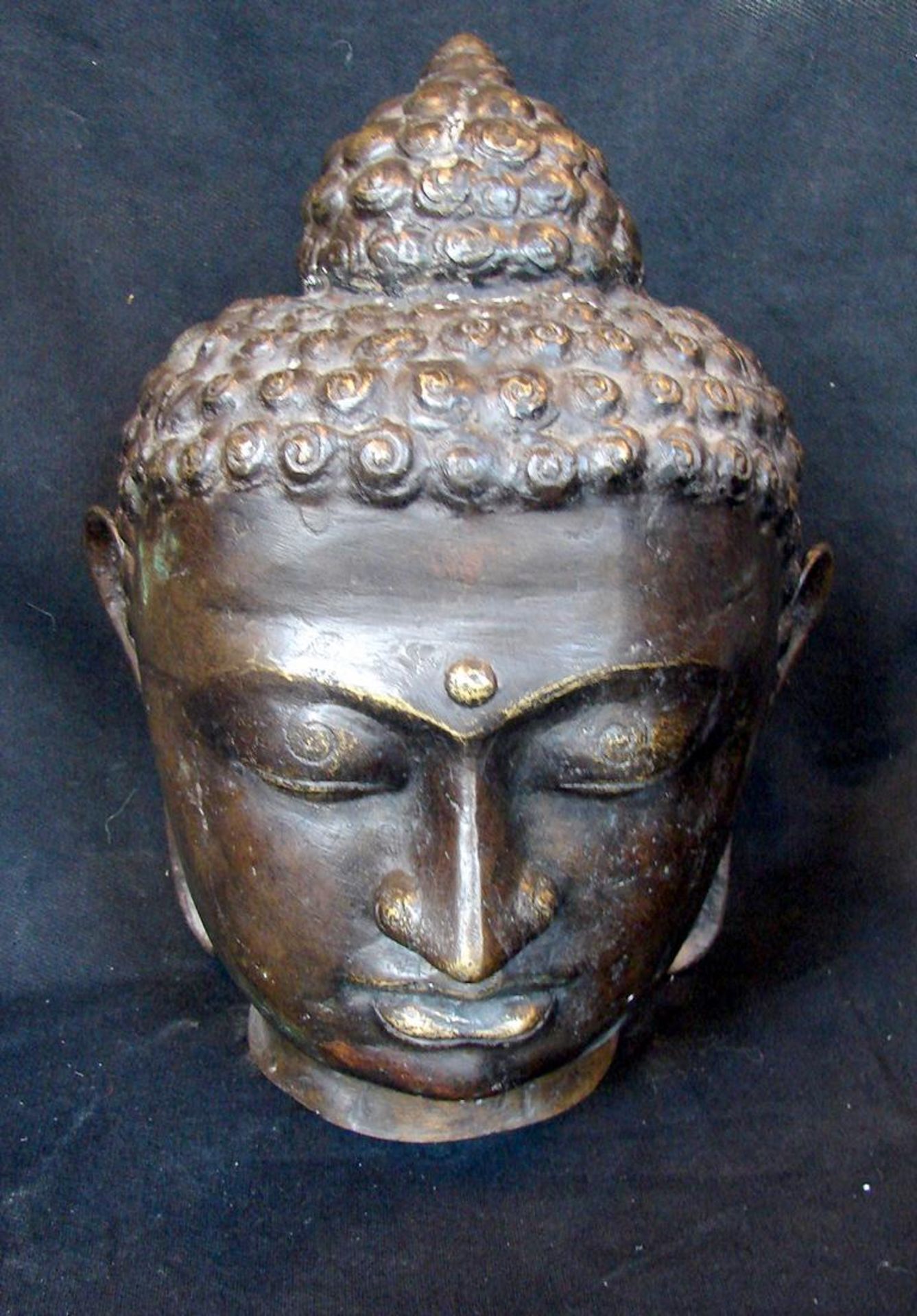 Buddhakopf, Kupfer, neuzeitlich, Höhe ca. 39 cm