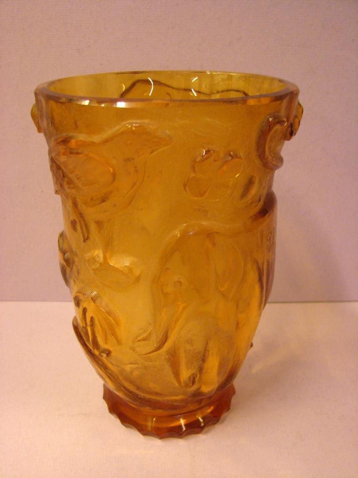 Vase, Glas, Art Deko, um 1920, Tierdarstellungen, teils mattiert, H.ca. 21 cm