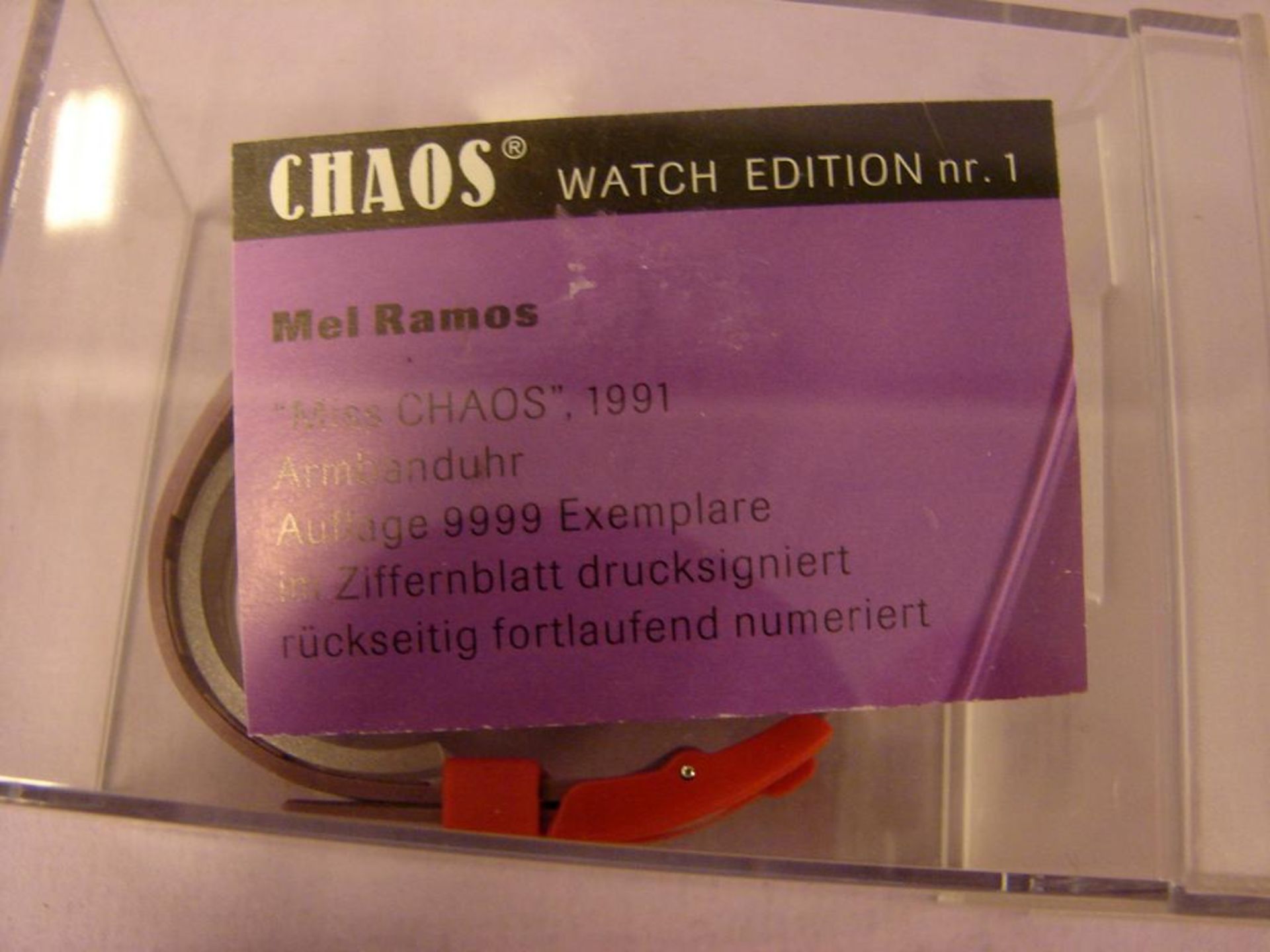 Armbanduhr, MEL RAMOS, Chaos Watch Edition, Nr. 1, "Miss Chaos", 1991, - Bild 2 aus 3