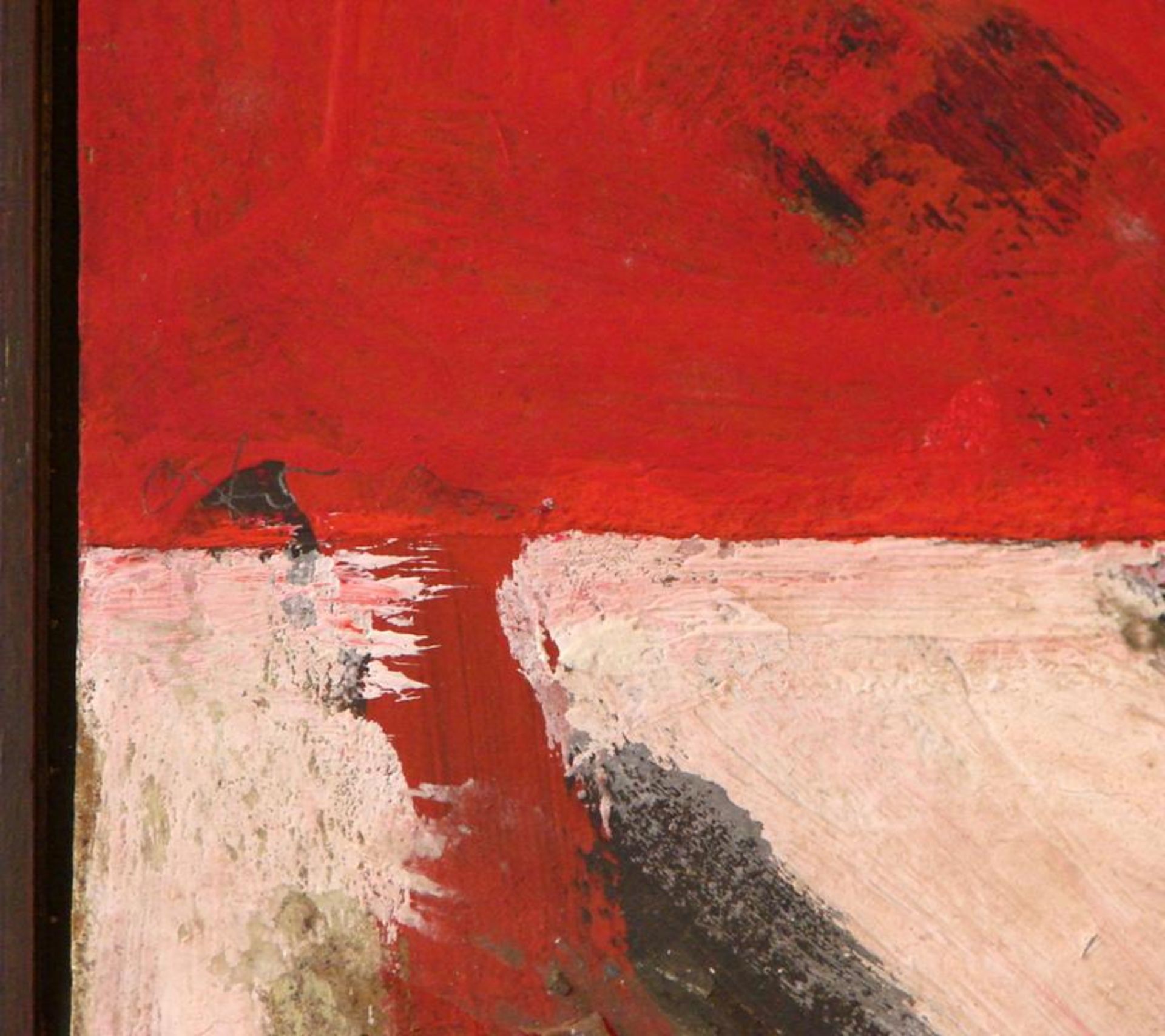 THOMAS OSTER, "Abstrakt in Rot", ÖL/Sperrholzplatte, mittig.li. sig., - Bild 2 aus 3