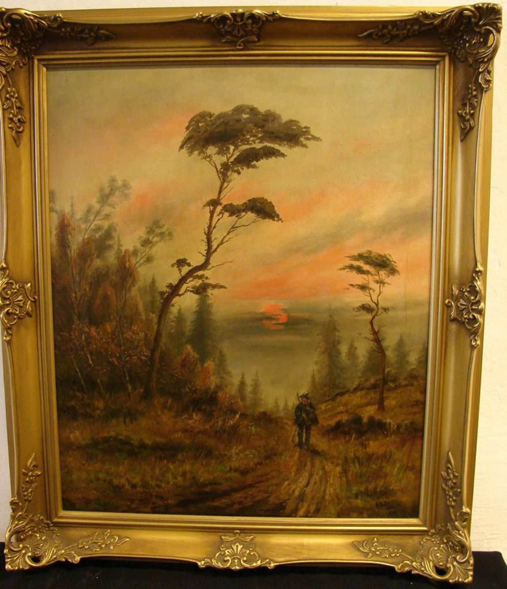 "Jäger im Wald", ÖL/L, u.re.unles.sig., dat. 1900, ca. 53 x 64 cm