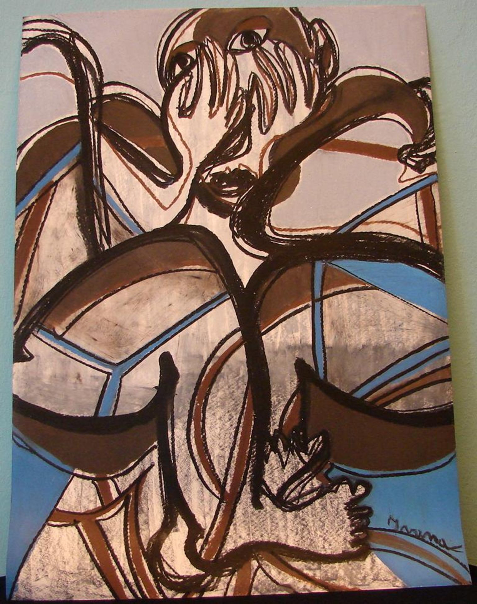 IVANA, zwei Blätter, "Abstrakte Figuren", Acryl/Papier, u.re.sig., - Bild 3 aus 4