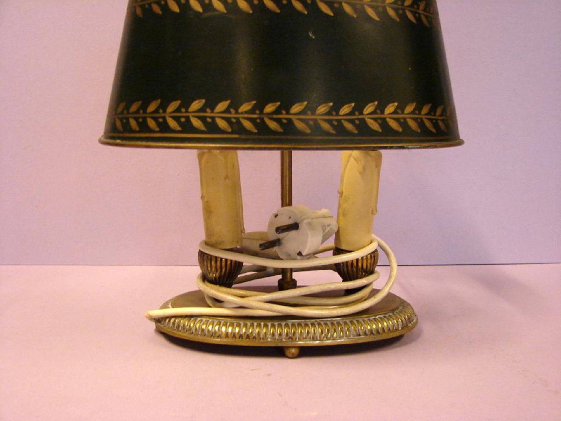 Tischlampe, Messing, England, mit Metallschirm, 2 flammig, verstellbar, - Bild 2 aus 2