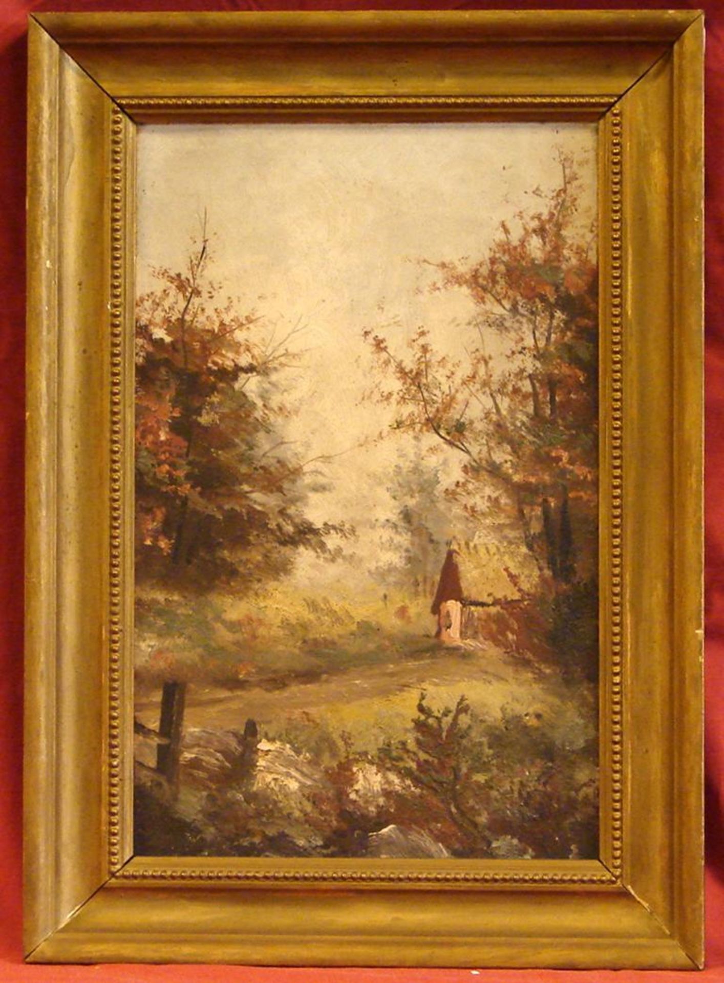 "Kirche im Wald", Öl/Hartf., ohne Signatur, ca. 30 x 19 cm