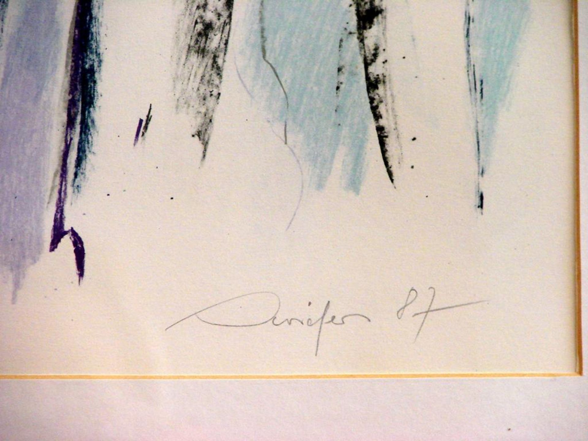 DRIEFERS, "Informel", Wachsstift auf Büttenpapier, u.re.sig., dat.' 87, ca. 38 x 48 cm, Glasrah ... - Bild 2 aus 2