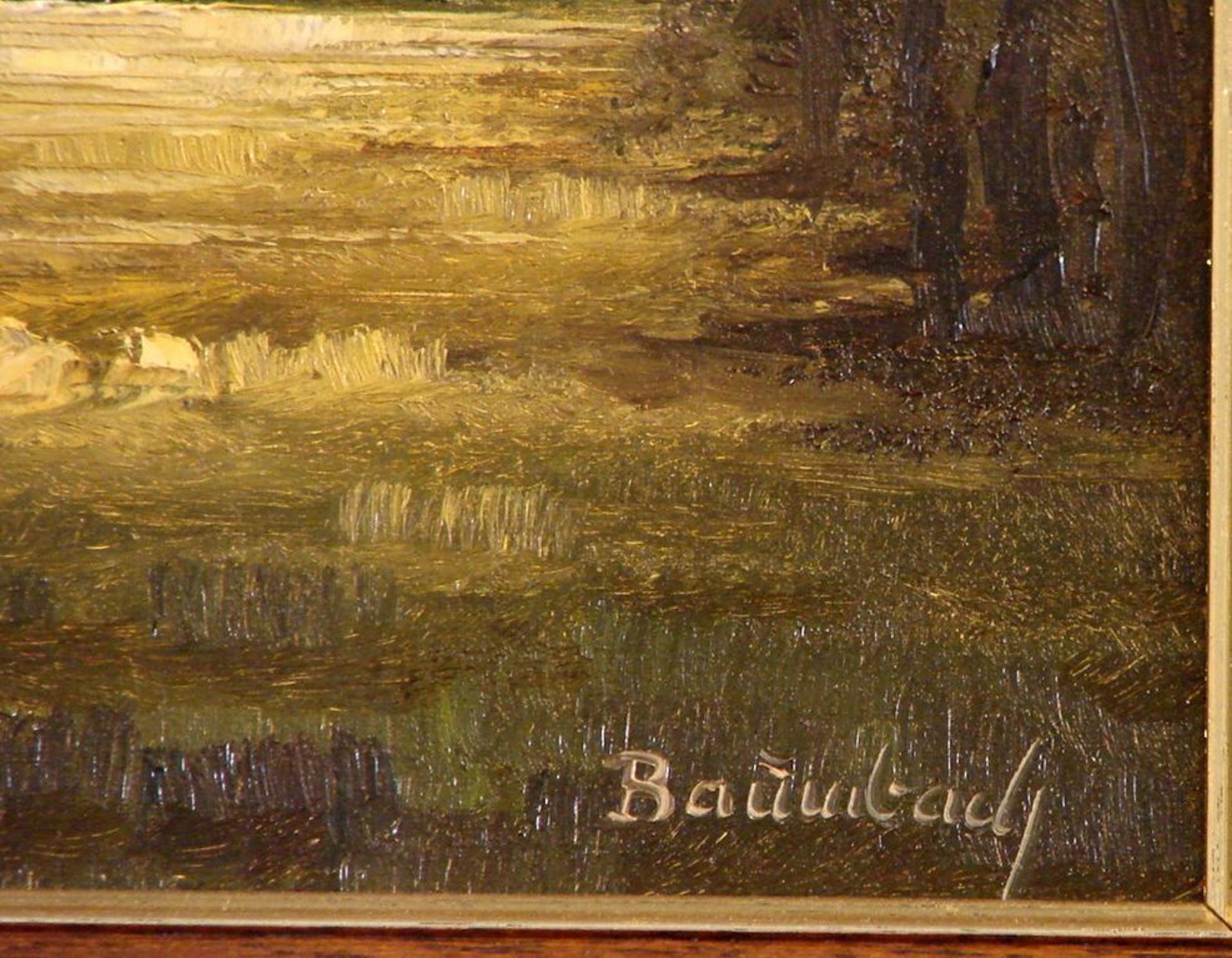 "Am Dorfrand", Öl/L., unten rechts unleserlich signiert, ca. 22 x 28 cm - Image 2 of 2