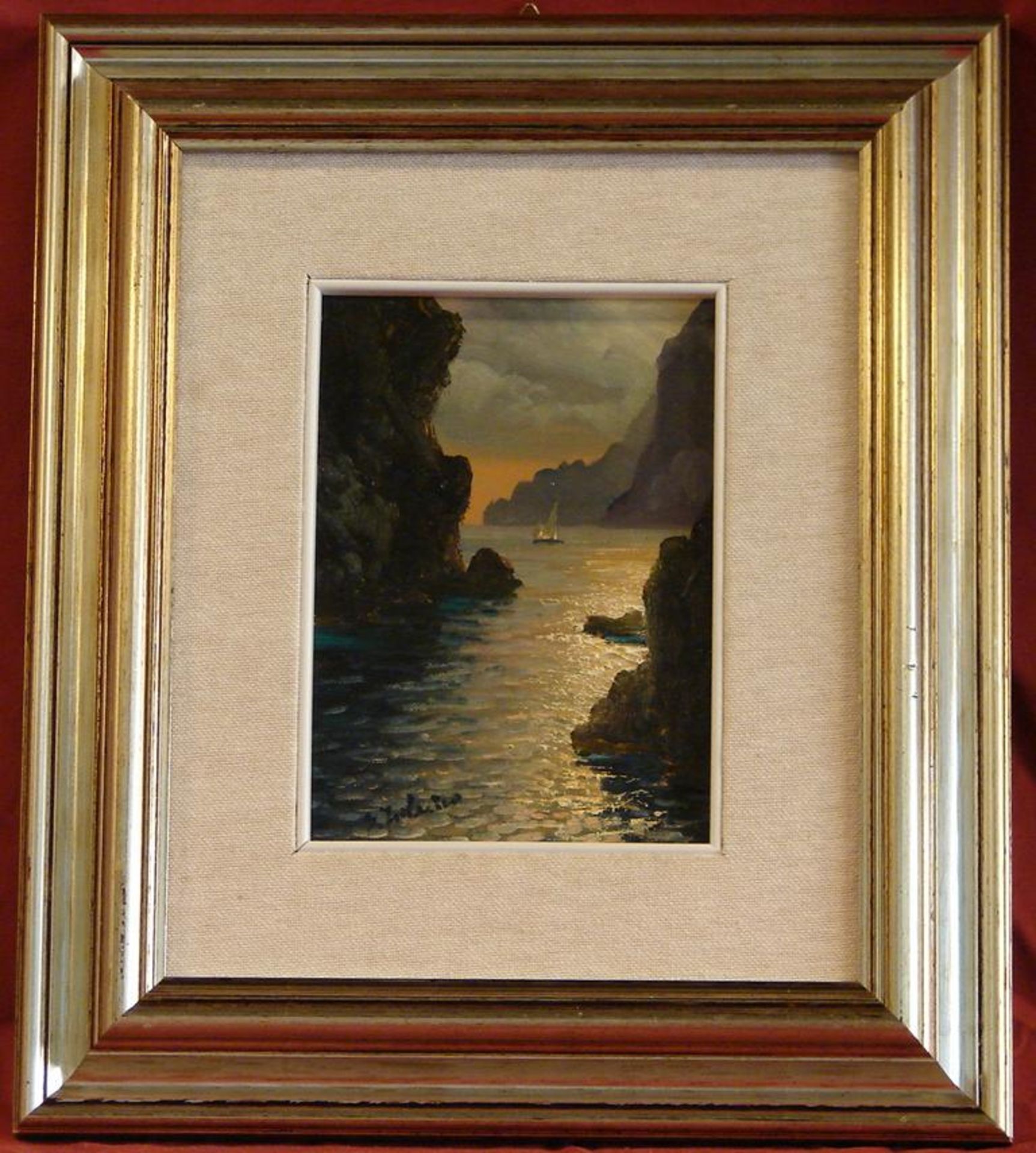 SALVATORE FEDERICO, " Bucht von Capri", ÖL/L., unten links signiert, ca. 12 x 17 cm, neuzeitlich