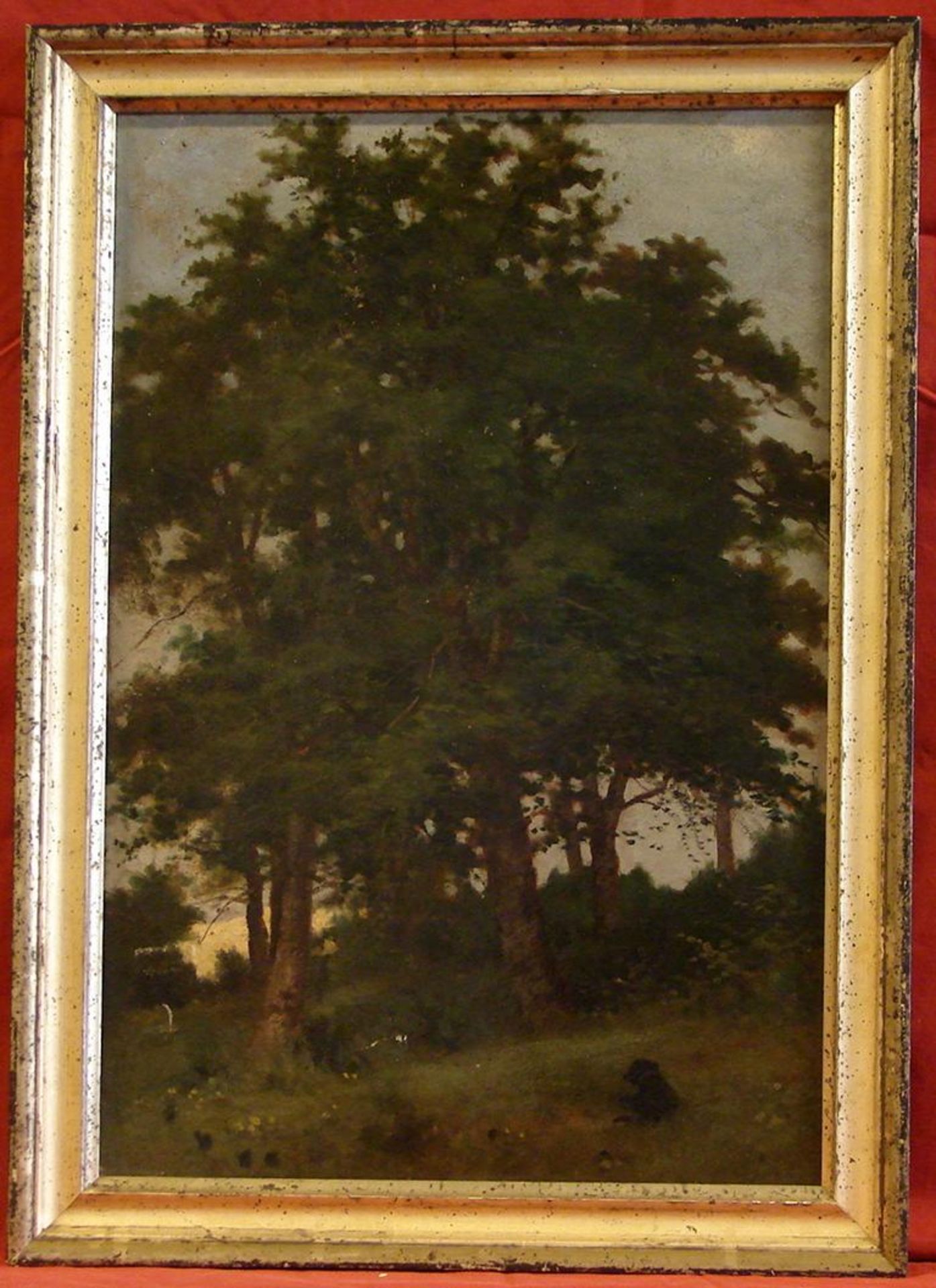 JENNEWITZ VON LÖFEN, "Im Wald", Öl/Hartfaser, ohne Sig, Rückseitig bez., ca. 46x31 cm