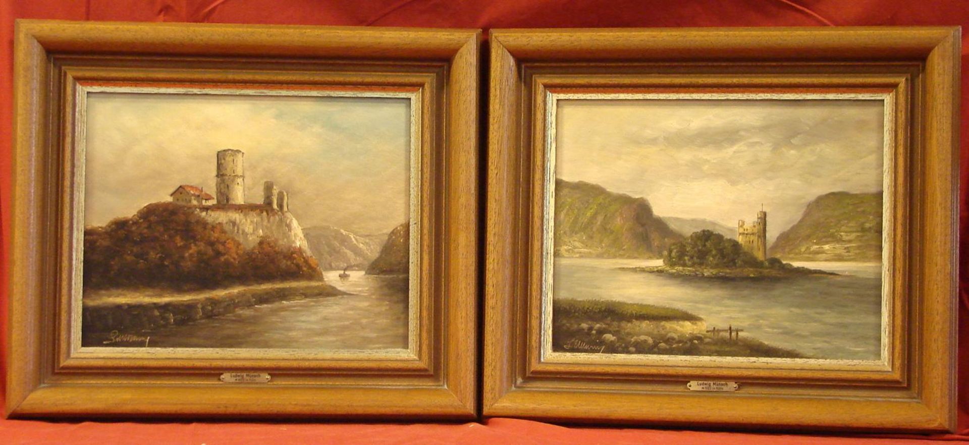 LUDWIG MÜNSCH (1922, Köln), 2 Gemälde "Burgruine", "Das alte Castell", Öl/Holz, u.li.sig., jeweils