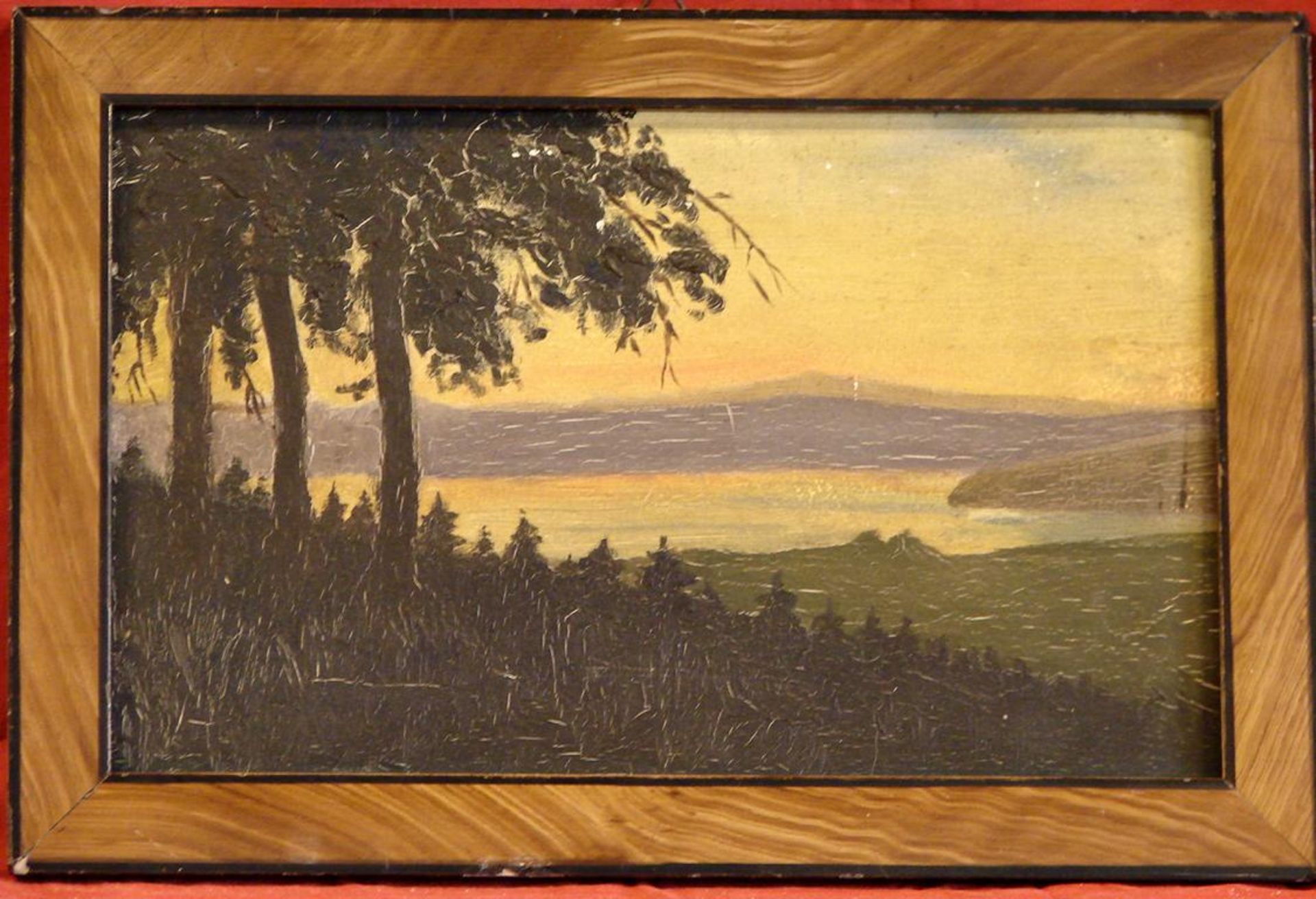 F. GÜTTMANN, "Landschaft in der Dämmerung", Öl/Karton, ca. 18 x 28 cm, signiert und datiert 190 ...