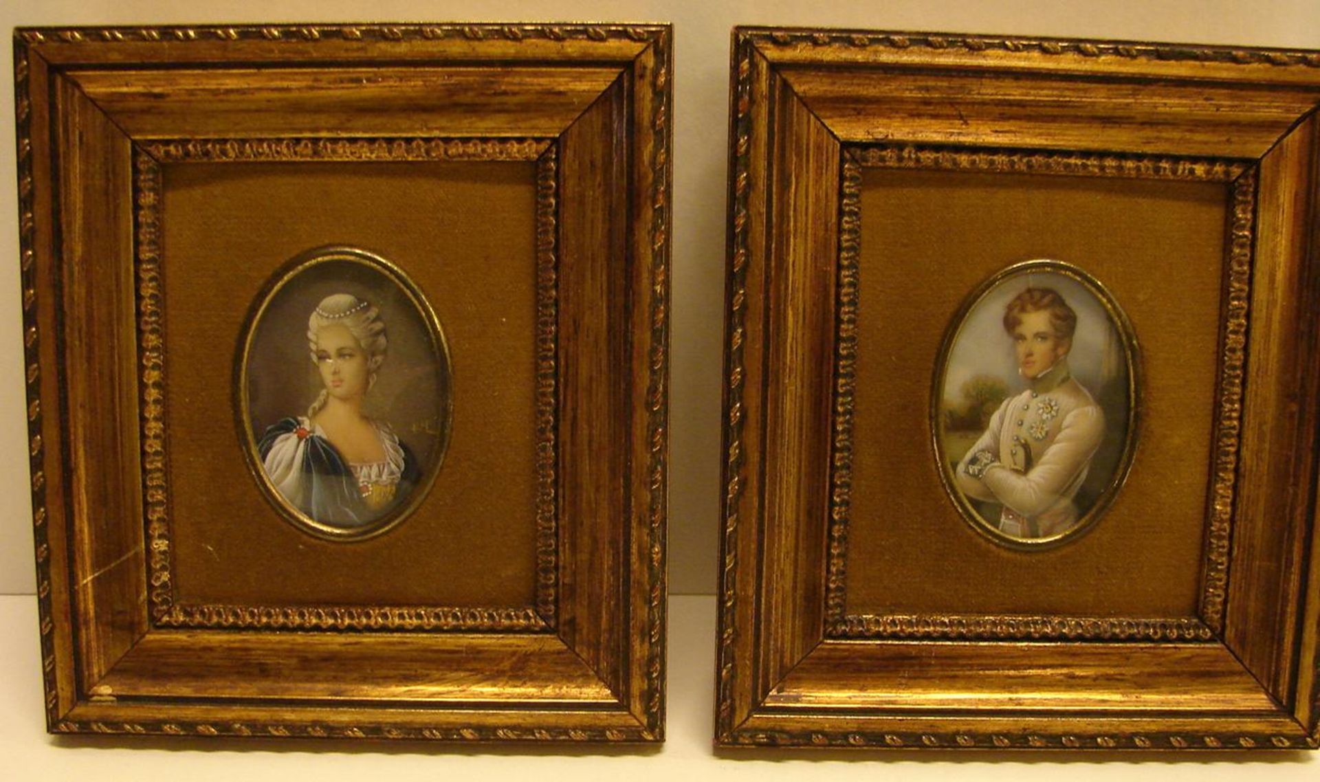 Paar Miniaturen, ca. 14 x 12,5 cm