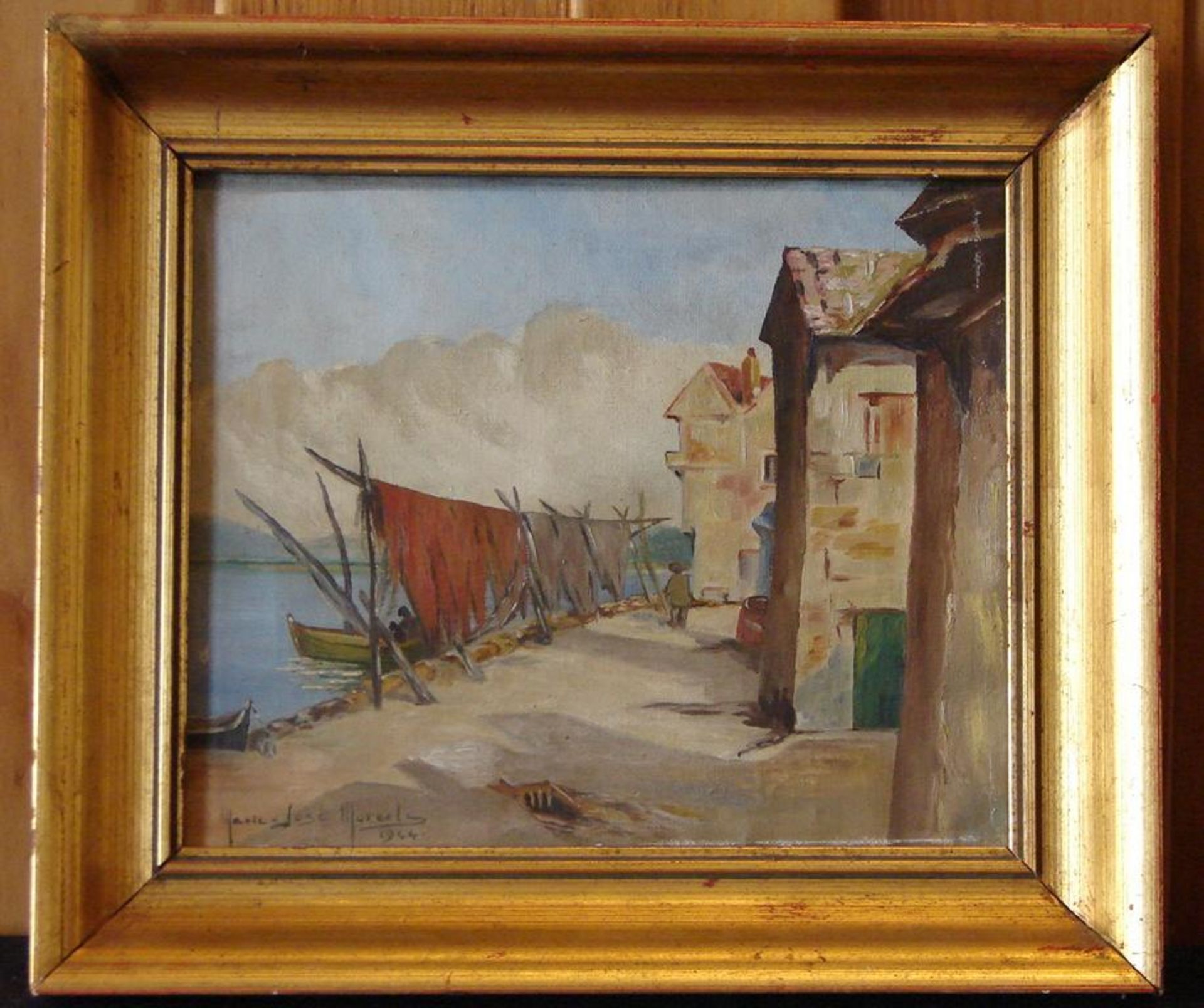 JOSÉ HORELS, "Stadt am Meer", Öl/L., u.li.sig., dat. 1944, ca. 26 x 23 cm