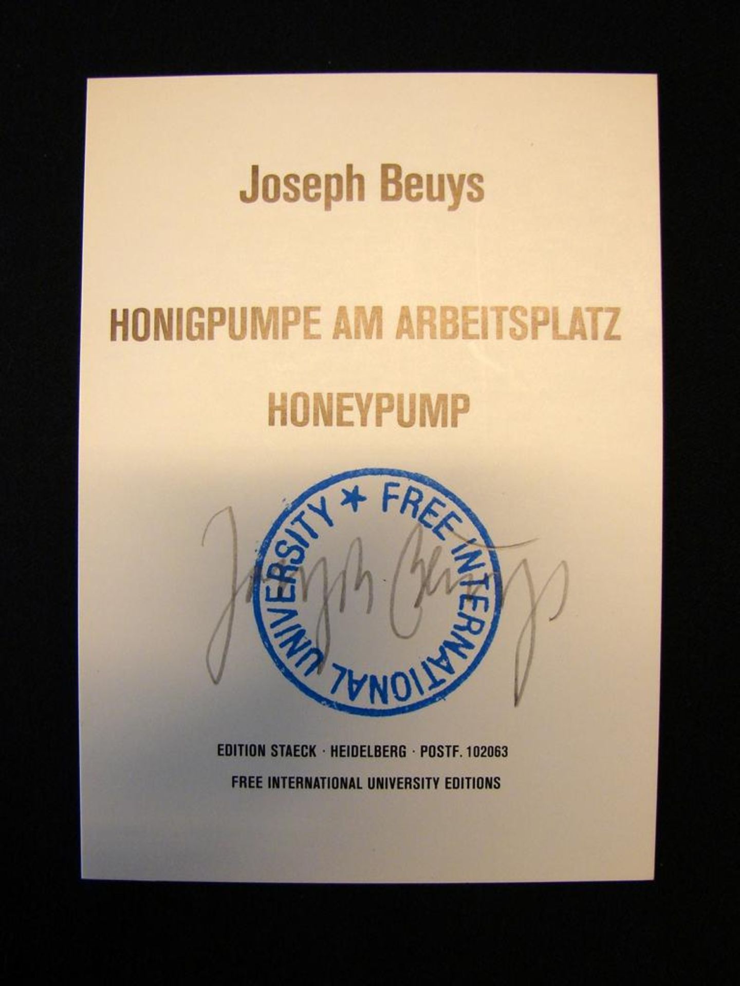 JOSEPH BEUYS (1921-1986), Original Grafik, "Honigpumpe am Arbeitsplatz (Honeypump)", Offsetdruck,