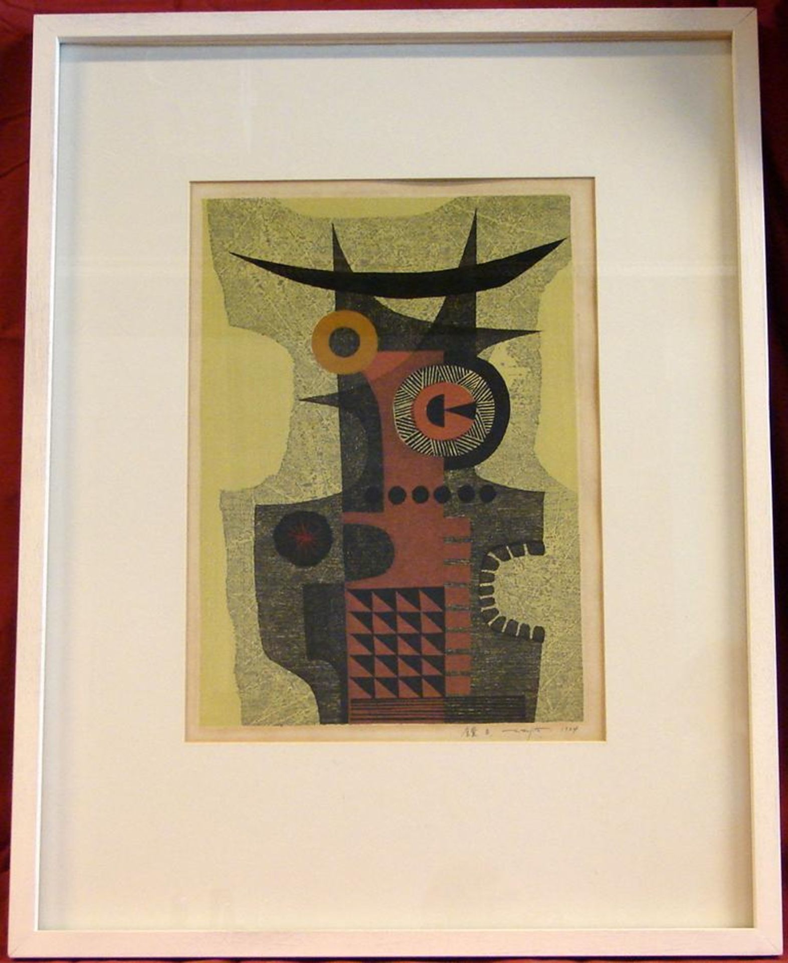 "Informel", Papierarbeit, u.re.sig., F.FUJITA, dat. 1964, ca. 29x41 cm, Glasrahmen