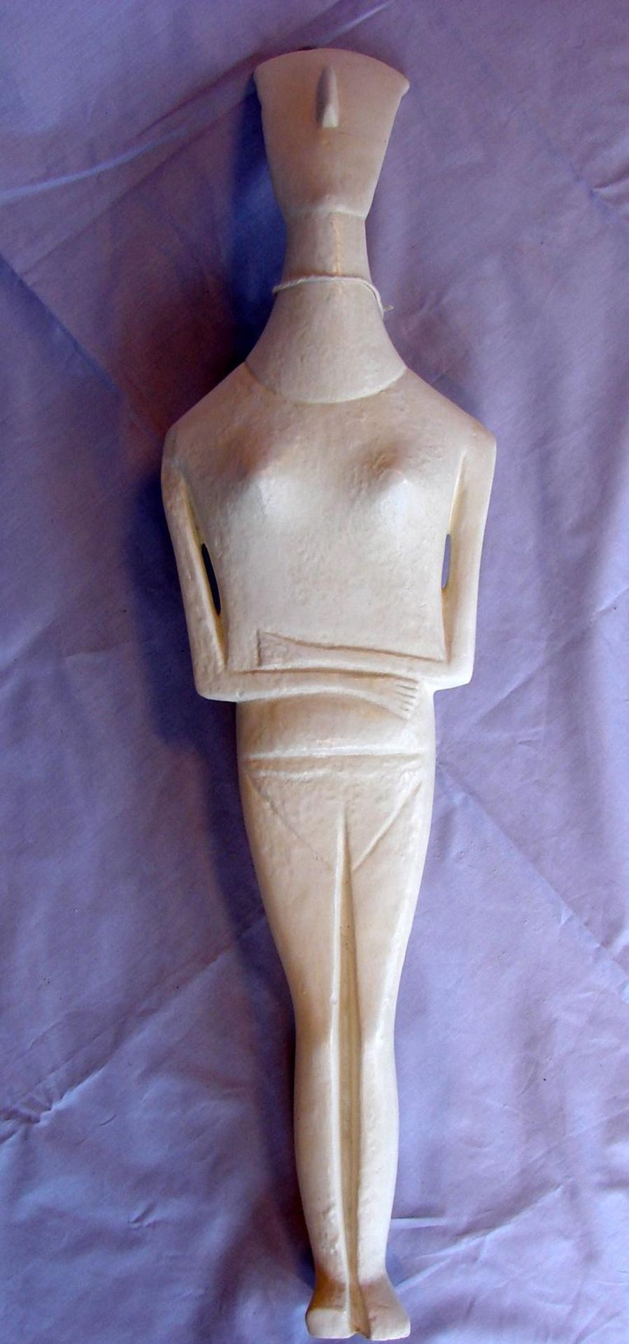 Kykladen Figur, Replikat, Alabaster, handpatiniert, Höhe ca. 60 cm